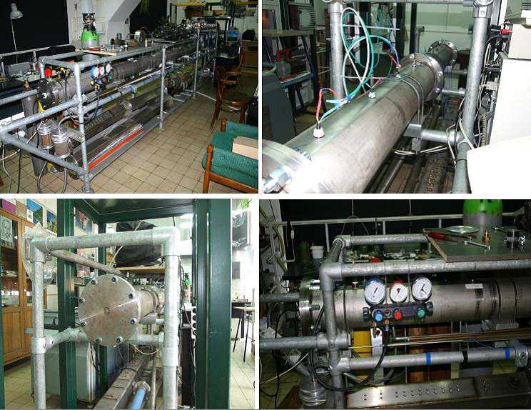 Figure 4: Experimental set-up where: 1 driver-section tube, 2 test-section tube, 3 PC and data acquisition system, 4 time sequencer, 5 hydrogen-methane-air cylinder, 6 vacum pump, 7 ignition device,