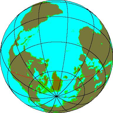 Plotting latitude vs longitude, as if longitude were time and latitude position, gives the pseudo-spacetime diagram below.