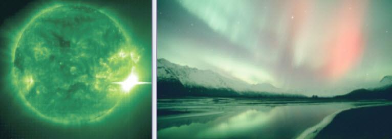 If one of these streams, called solar wind, hits Earth, spectacular auroras can be produced by Earth s magnetic
