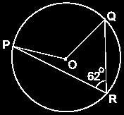 Angle POQ = 2 Angle PRQ = 2 62 = 124 What is the size of Angle BAC?