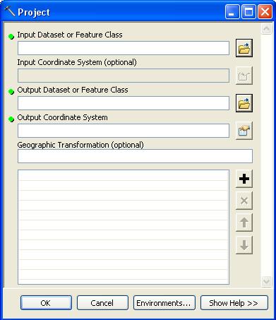 ArcGIS - Project Function Input dataset (e.g.