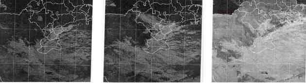 Figure 3. INSAT-1D cloud picture (visible) 06 UTC of 14, 15 and 16 January 2002. Figure 4. Stream line analysis at 2.1, 5.