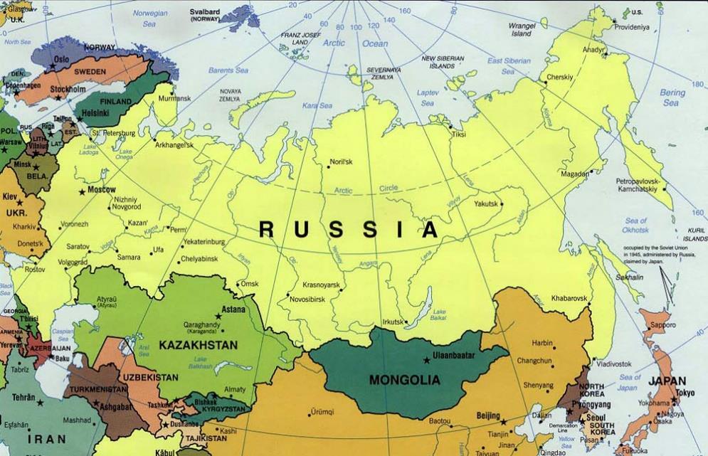 Size of Countries Largest state: Russia 6.6 million sq.