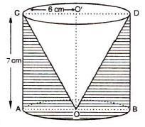 CBSE-X-01 EXAMINATION Given: radius of cyl=radius of cone=r=6cm Height of the cylinder=height of the cone=h=7cm Slant height of the cone= l 7 6 85cm Total surface area of the remaining solid = curved