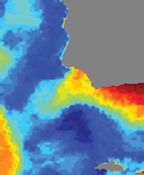 Figure 2. Satellite sea surface temperature images following wind relaxation on 22 October 2000.