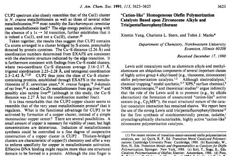 DE-FG03-85 ER13431 Published in Organometallics Prof.