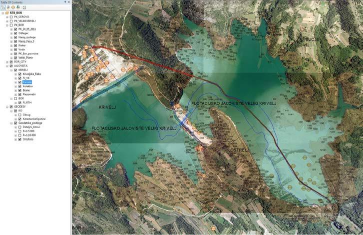 Open pit limits, sanitary zone, zone of influence of mining operations and tailings are also entered into GIS (Figure 7).
