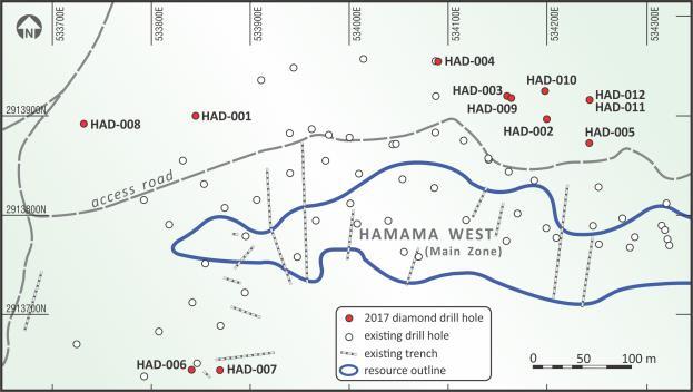 Figure 2: Drill hole collar plan Regional exploration Bohlog, located approximately 17km northeast of Hamama (see Figure 3), was recently investigated as part of the Company s ongoing regional target