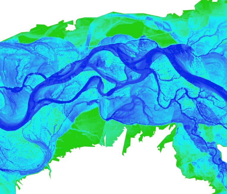 elevation of the land surface relative to the river (