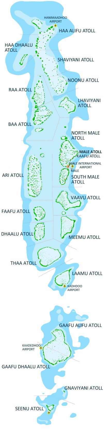 ABOUT MALDIVES Approximately 860 km long and 120 km wide