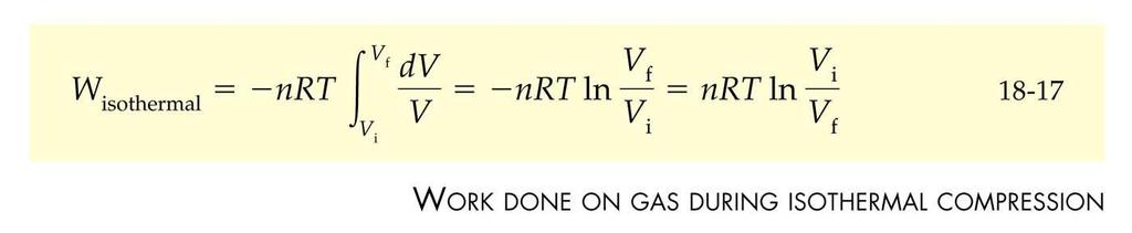 gas; E int =0 W on = PdV PV = nrt P