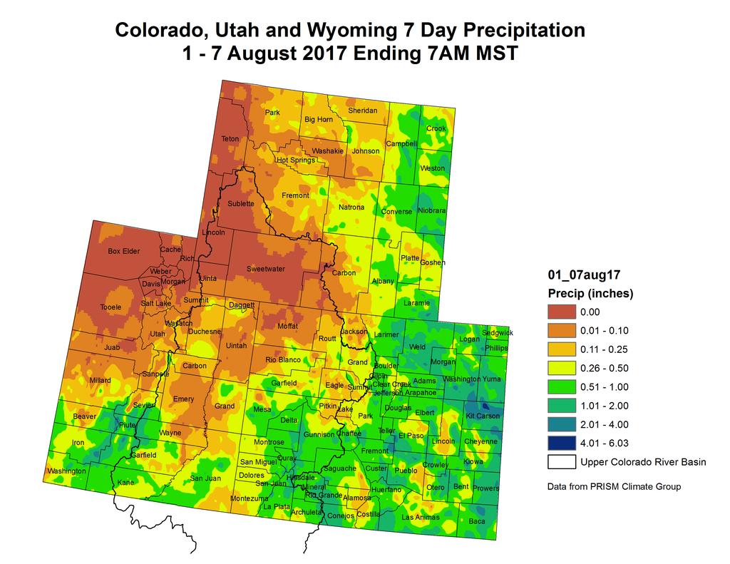NIDIS Drought and Water Assessment 8/8/17, 4:43 PM NIDIS Intermountain West Drought Early Warning System August 8, 2017 Precipitation The images above use daily precipitation statistics from NWS