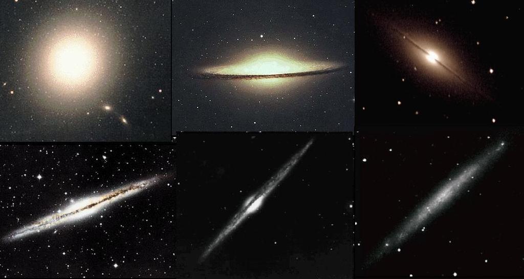 A set of pictures of edge-on galaxies along the