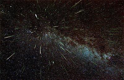 All meteor showers originate from the debris tail of comets and comet like minor planets that orbit about the Sun.