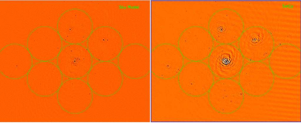 Figure 6: The image on the left was made using a model containing a single point source at the centre of the image.