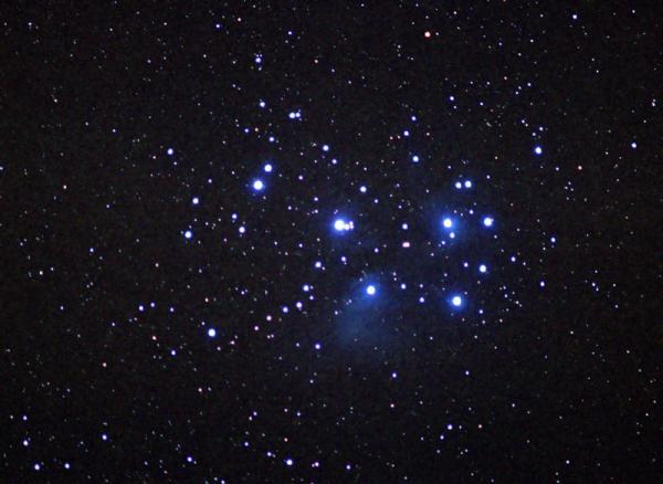 5 times dimmer than those in the Hyades cluster. Therefore: the Pleiades is 7.5 ½ =2.