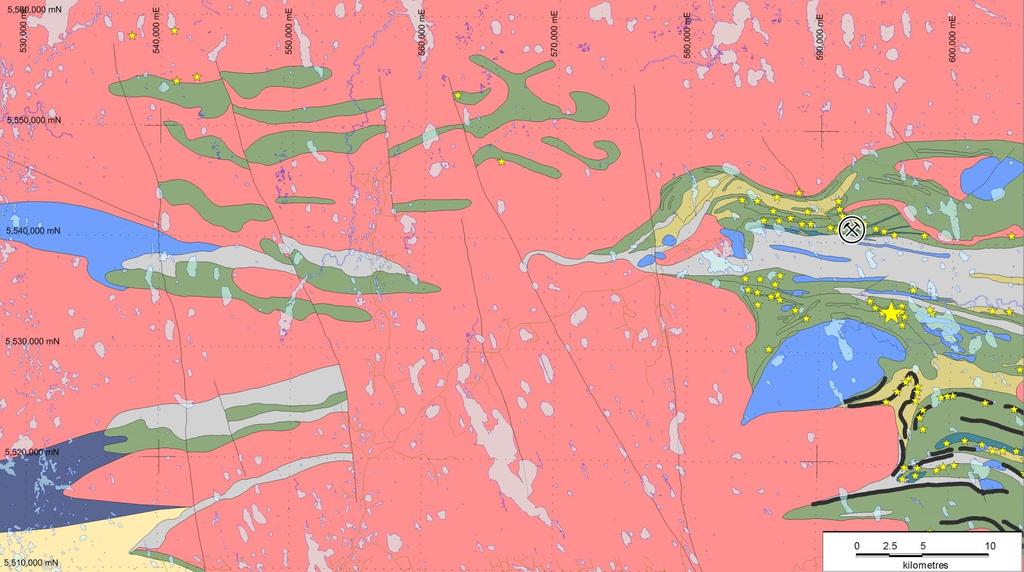 Geology of the Detour Belt- Current Government Map- 2011 Recent OGS geology maps hint at the westward extension of the Abitibi Detour Lake Gold Mine