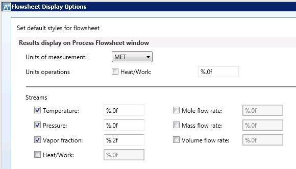 (FAQ) Flowsheet Display Option Enabling More Stream Results Visible on Flowsheet Description: In the Modify ribbon, you can access the Flowsheet Display Option which