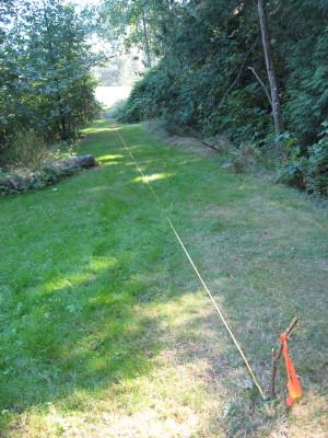 Figure 3-1: Mark out a distance of 1 chain (66 feet) in a flat area such as your lawn or driveway. Walk this distance several times, counting your paces as you go.
