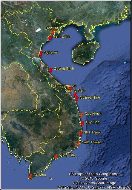 RESULTS AND APPLICATION Hazards Assessment Sea level station Long Lat Hòn Dáu_Hải Phòng 106.818300 20.665300 Giao Thủy_Nam Định 106.559000 20.158600 Cửa Lò Nghệ An 105.756000 18.