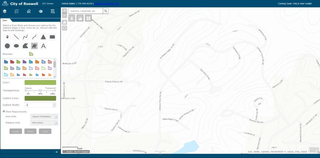 Once you have configured how your shape or text will look, interact with the map by clicking in the desired location to draw or place your shape on the map.