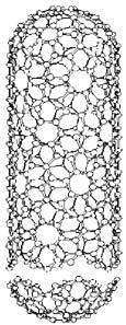 3 Carbon Nanotubes Carbon nanotubes [26-36] are hollow graphitic cylindrical tubes, closed at either end with pentagonal ring structures (looks like half of a fullerene) and are typically available