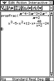 Method : Technolog-enaled 1 On the Main page, tap: Interactive propfrac Complete the entr line as shown, and press E. Write the answer.