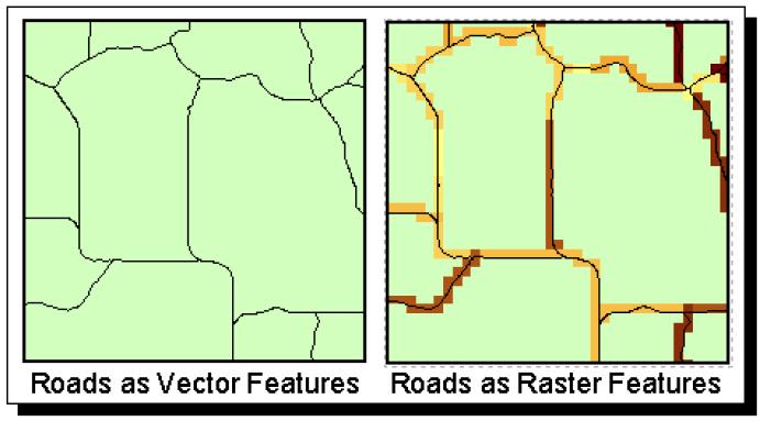 Spatial Analyst Prvides raster functinality within ArcGIS Wrks with cells instead f pints, lines and plygns Raster vs Vectr Raster is faster Generally prcessed faster Can generate large