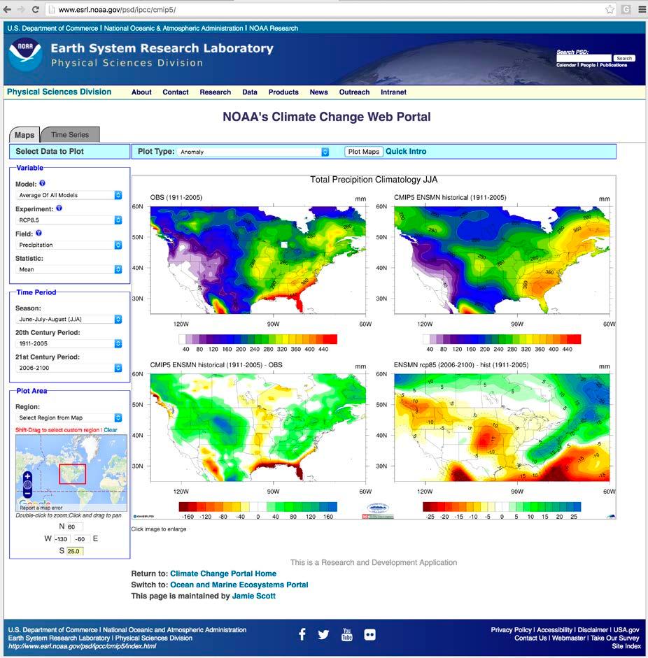 Example: North America Projections June-August Precipitation Precipitation in CMIP5 models over North America are biased CMIP5 models project