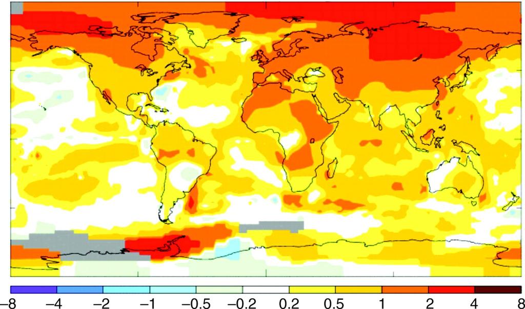 Arctic Amplification S Arctic amplification of recent temperature trends as captured by a map of the change in annual surface temperature from
