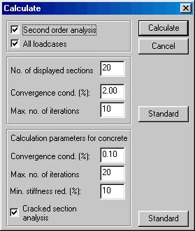 2.2 Calculate When Calculate has been selected to perform frame analysis with concrete members, the following input-box will be displayed on your screen.