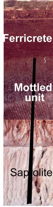 2 100+ m Saprolith Pedolith Soil Classic laterite profile Soil horizons, bio-mantle is the