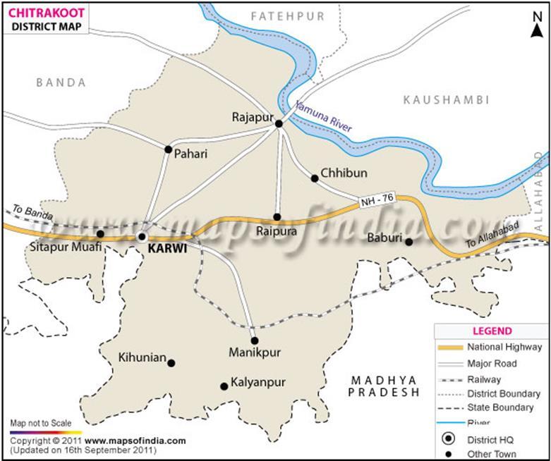Chitrakoot district lies between the latitudes 24 48 to 25 12 north, longitudes 8 58 to 81 34 east and elevation range of 134-252 m from mean sea level.