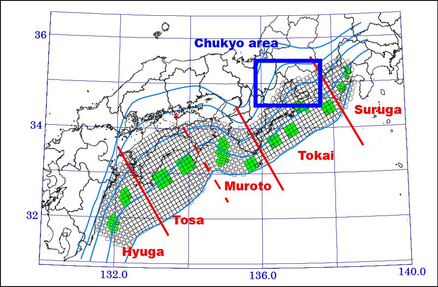 M. Yoshimit, Y. Kuwahara, M. Yamada et al. 5 L E W Figure 5. Nankai megathrust source model ( basic case ) published by Cabinet Office of Japanese Government (2012).
