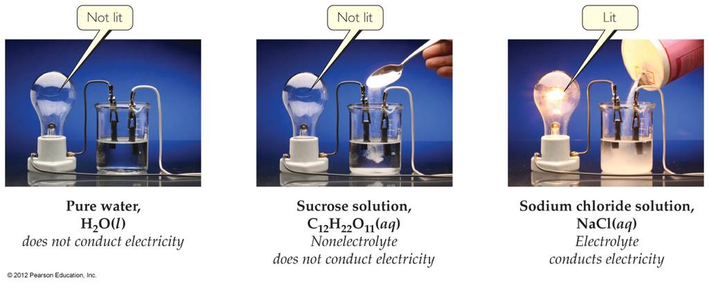 Electrolytes A strong electrolyte dissociates completely when dissolved in water.