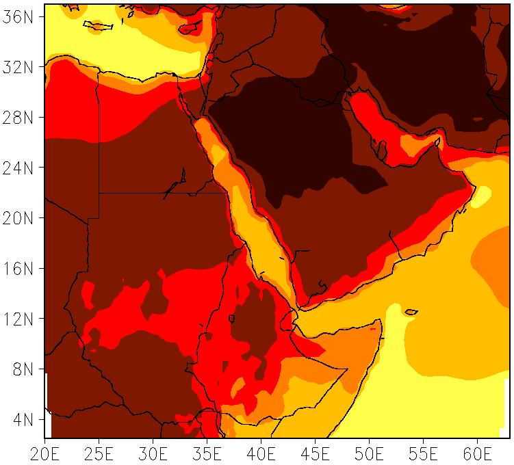 RCM Projection Temperature Projection for the Arabian Peninsula