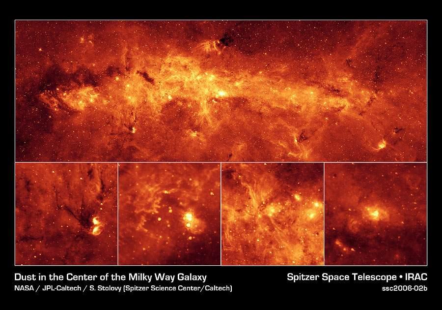 8 Micron image close-ups showing examples of regions where massive stars have