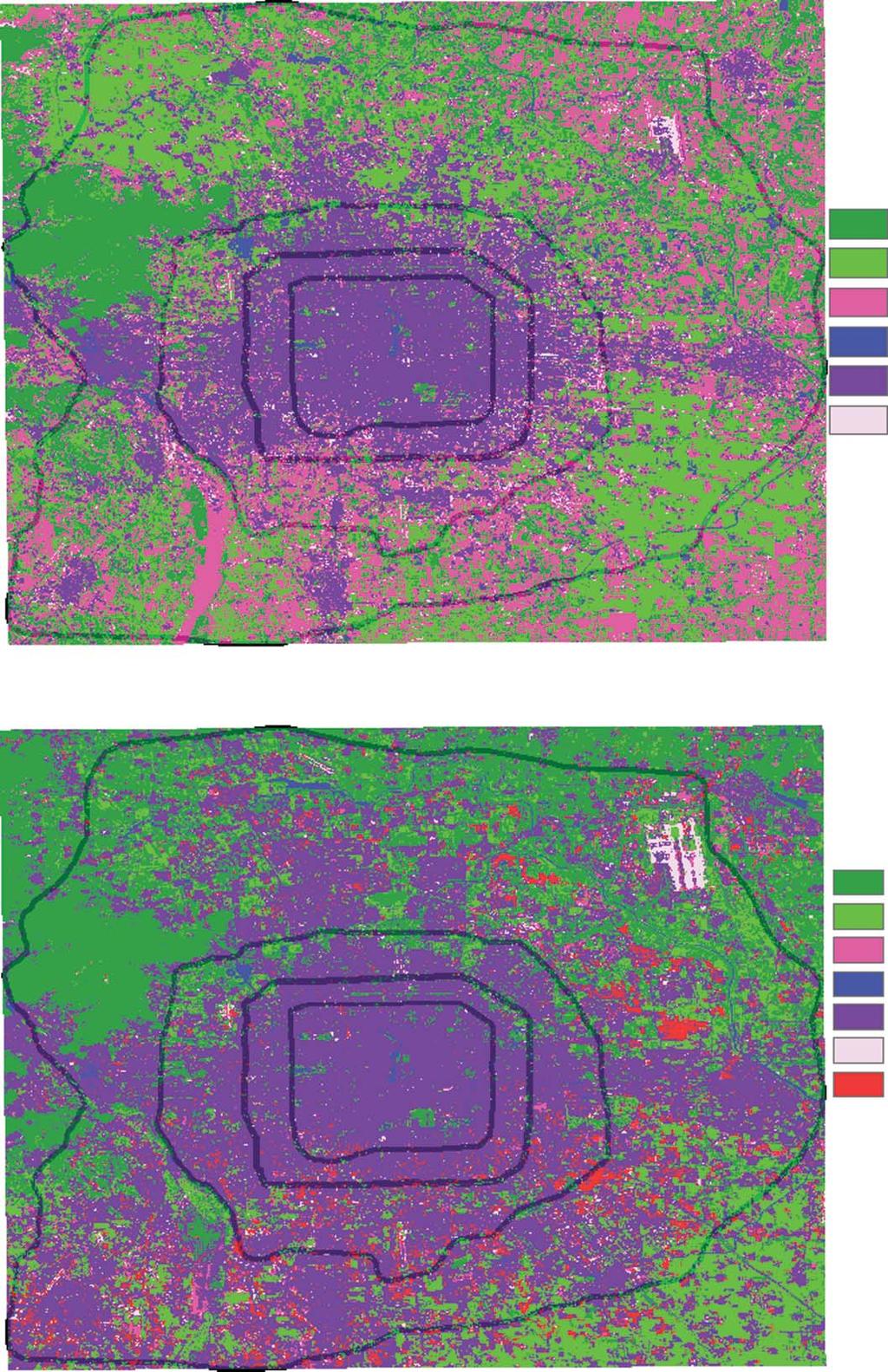 International Journal of Remote Sensing 5511 (a) LULC Trees Vegetation Soil Water Built-up Marble (b) Figure 3. LULC maps of study area. (a) 2 August 1999; (b) 8 August 2010. Table 4.