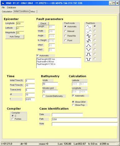 9 -User interface to establish the initial conditions of the calculations 3.