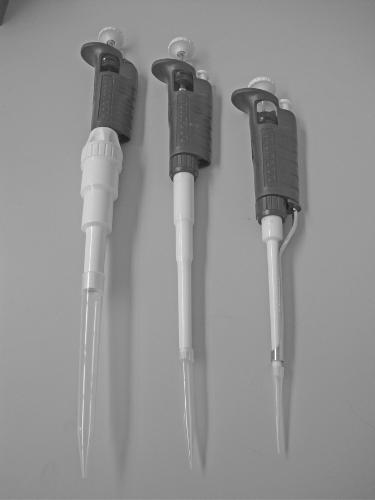 P5000 P1000 P20 Figure 1.6 Tips used with pipettes Note that there are also other types of pipettes very similar to the Gilson Pipetman (e.g. Eppendorf), but with slight variations in volume adjustments, such as on the adjustment rings or dials.