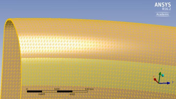 Figure 5.2: Example of Mapped Face Mesh on Shroud. 5.1.3 Boundary Conditions and Fluid Properties All CFD Simulations in this thesis share common boundary conditions.
