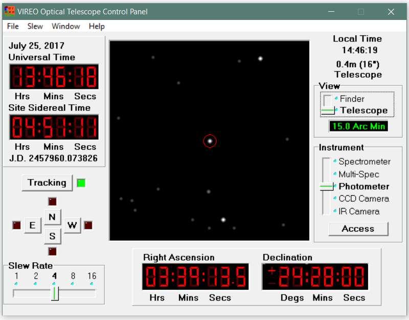 Telescope Control Panel first star in the Pleiades cluster telescope view turn on tracking