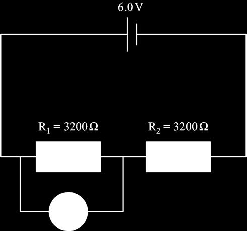 8 SECTION B Answer all the questions. 3 Fig. 3. shows a simple potential divider circuit. The p.d. across R is 2.9 V. Fig. 3. (a) Show that R c, the combined resistance of R and the voltmeter resistance R v, is about 3000 Ω.