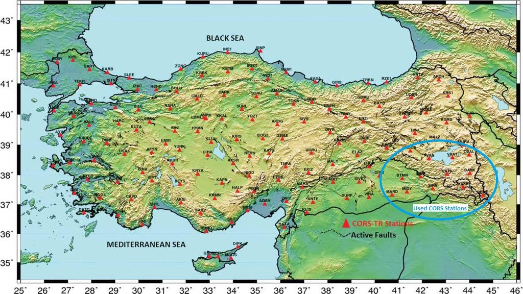 actively working since 2009 (Mekik et al 2011, Yıldırım et al. 2014). The distance of the TNPGN stations base is about 75-100 km.