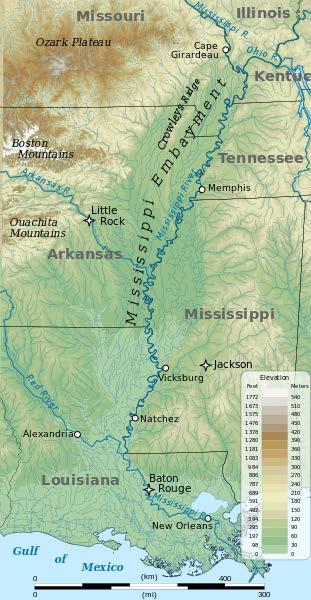 Mississippi Embayment relief map