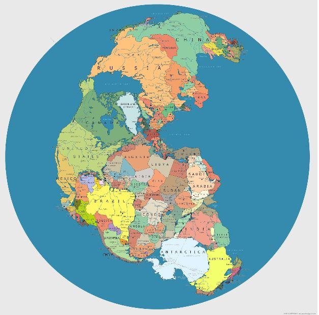 Pangaea supercontinent overlaid with current political