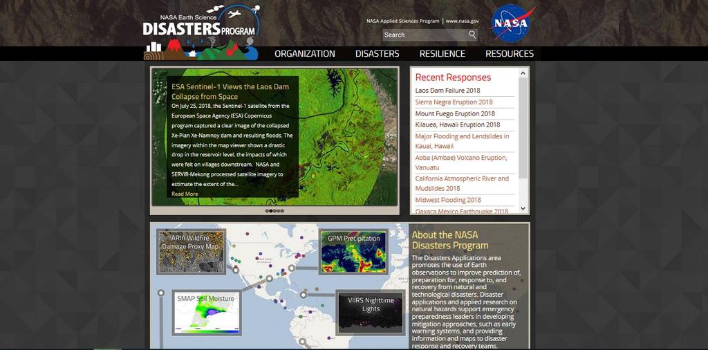NASA Disaster Website: