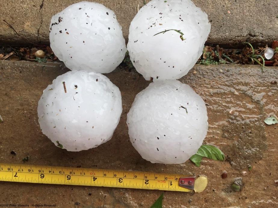 A Severe Thunderstorm has: Hail of 1 inch or larger OR Wind