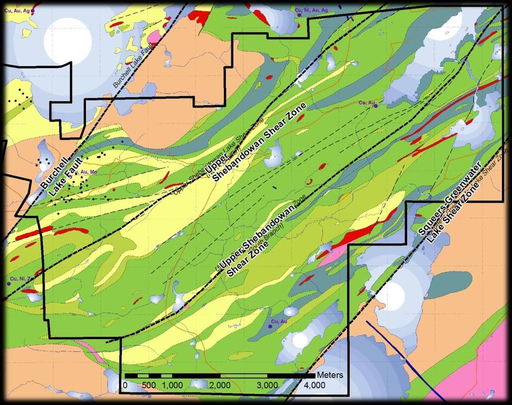 Geologic Setting Archean Greenstone Belt Under lain by felsic to mafic metavolcanic rocks Sits atop major regional structure (Burchell Lake