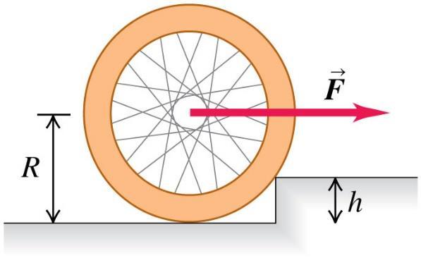 Problem 10: Bicycle wheel and a curb You are trying to raise a bicycle wheel of mass m and radius R up over a curb of height h.